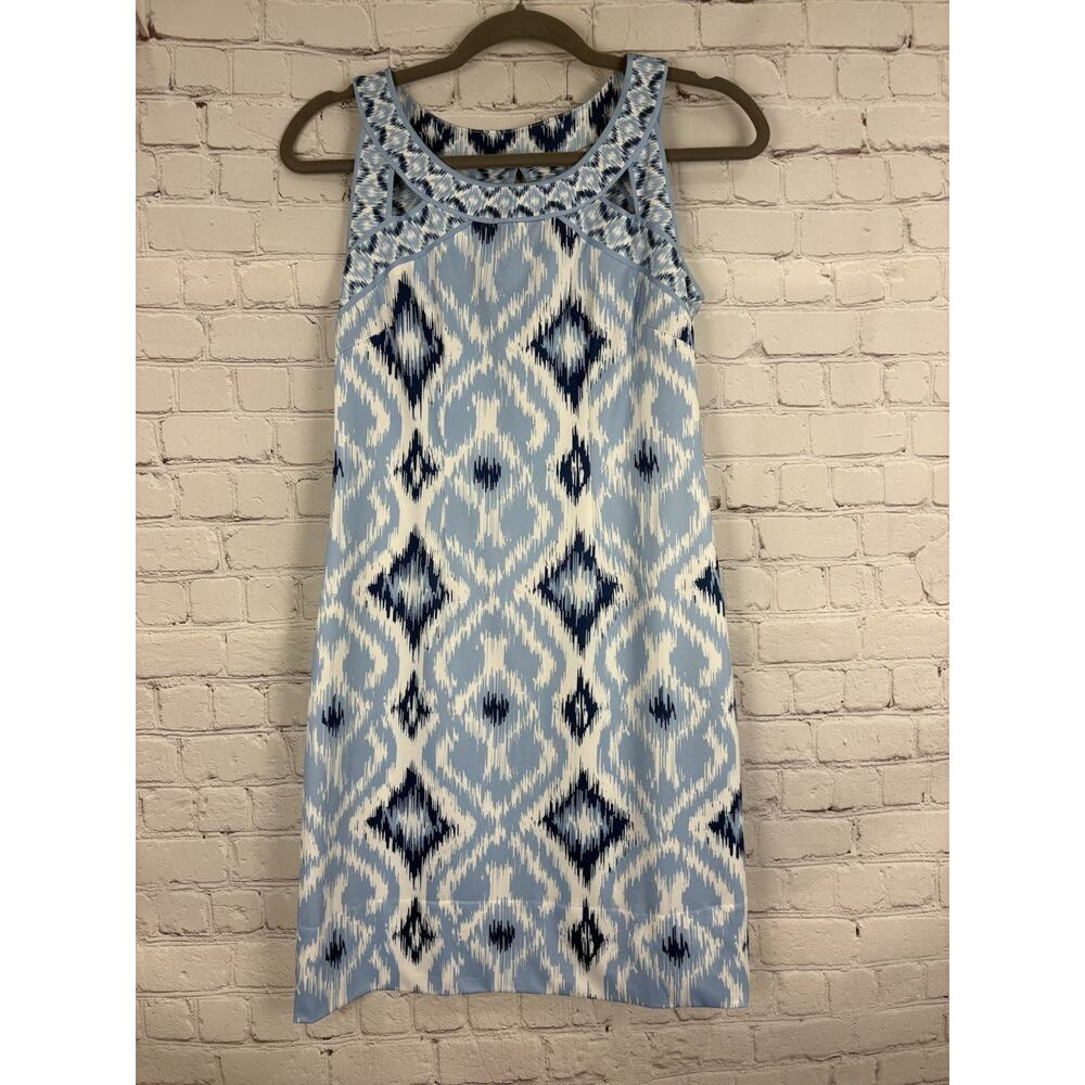 Gretchen Scott Isosceles Dress Women Rio Gio Blue White Geometric Nautical XS